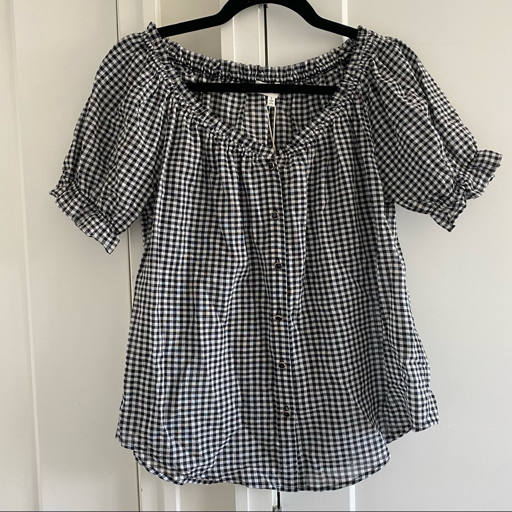 HEARTLOOM CHECKERED PUFF SLEEVE BLOUSE